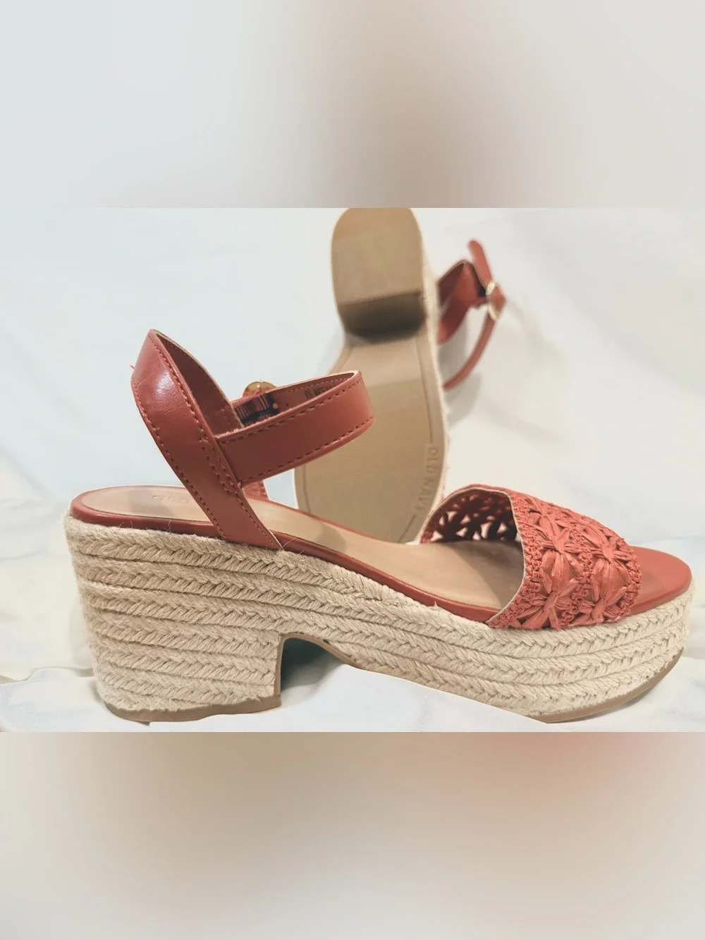 NWOB Old Navy Espadrille Platform Sandals With Platform Block Heel Size 6.5